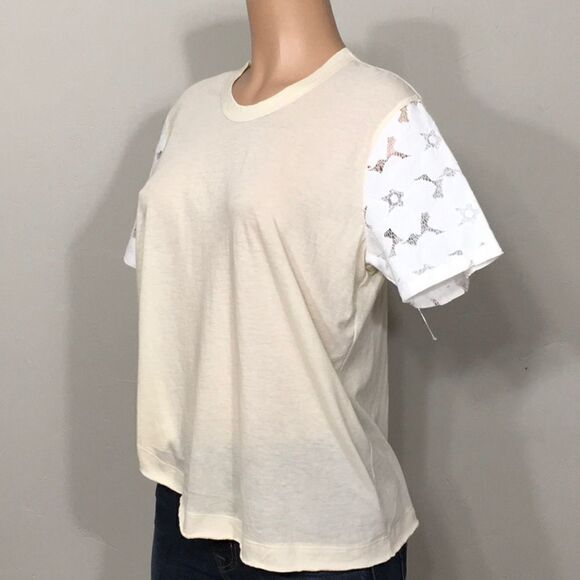 Cream t-shirt with lace sleeves. New - Picture 4 of 4